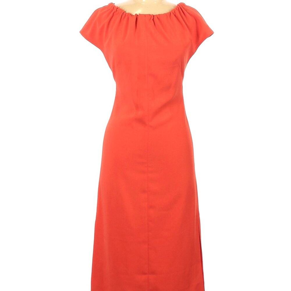 Nicholas Orange Drawstring Midi Dress 8 NWT